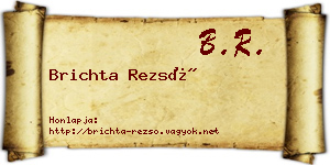 Brichta Rezső névjegykártya